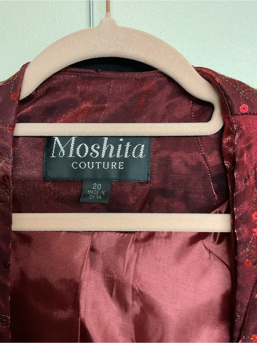 Moshita Elegant Sequin Burgundy Jacket, tank and Skirt Set - Picture 8 of 9